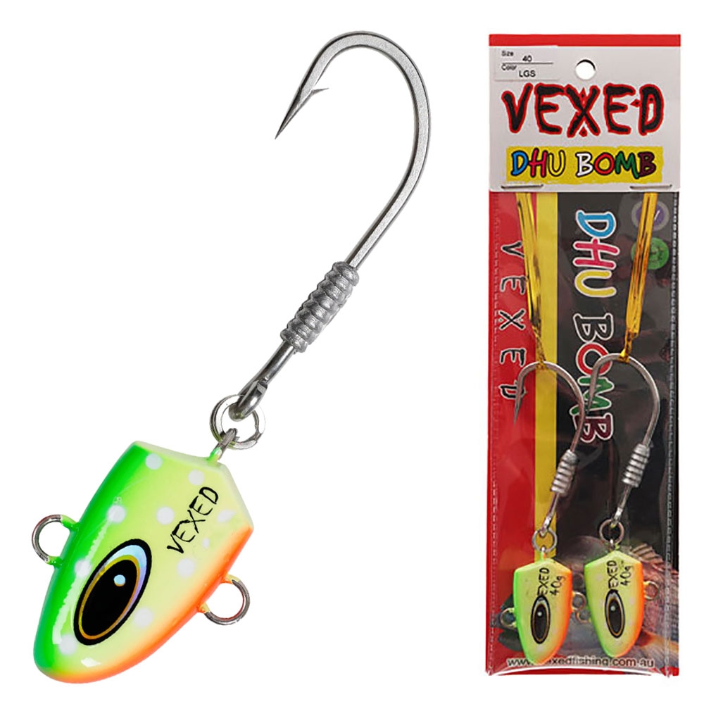 Vexed Dhu Bomb Jig Head Lumo Glow Spot 40g Qty 2