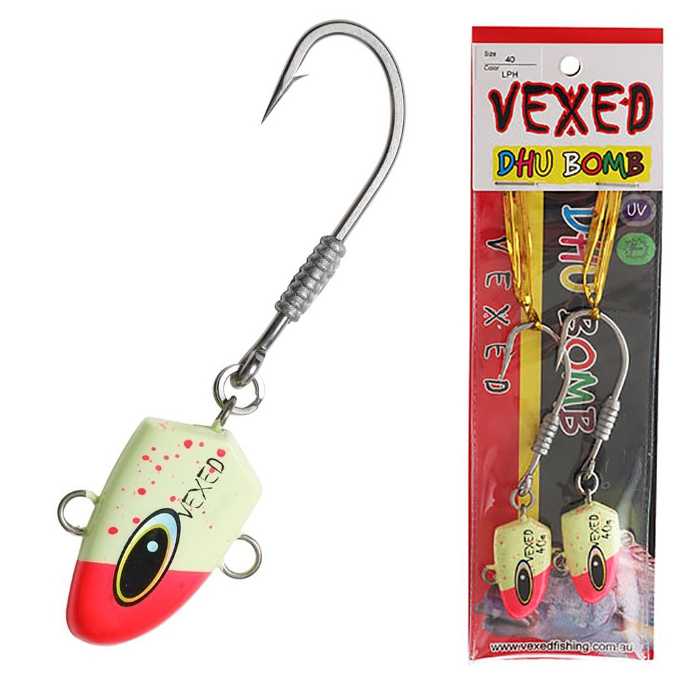 Vexed Dhu Bomb Jig Head Lumo Pinkhead 40g Qty 2