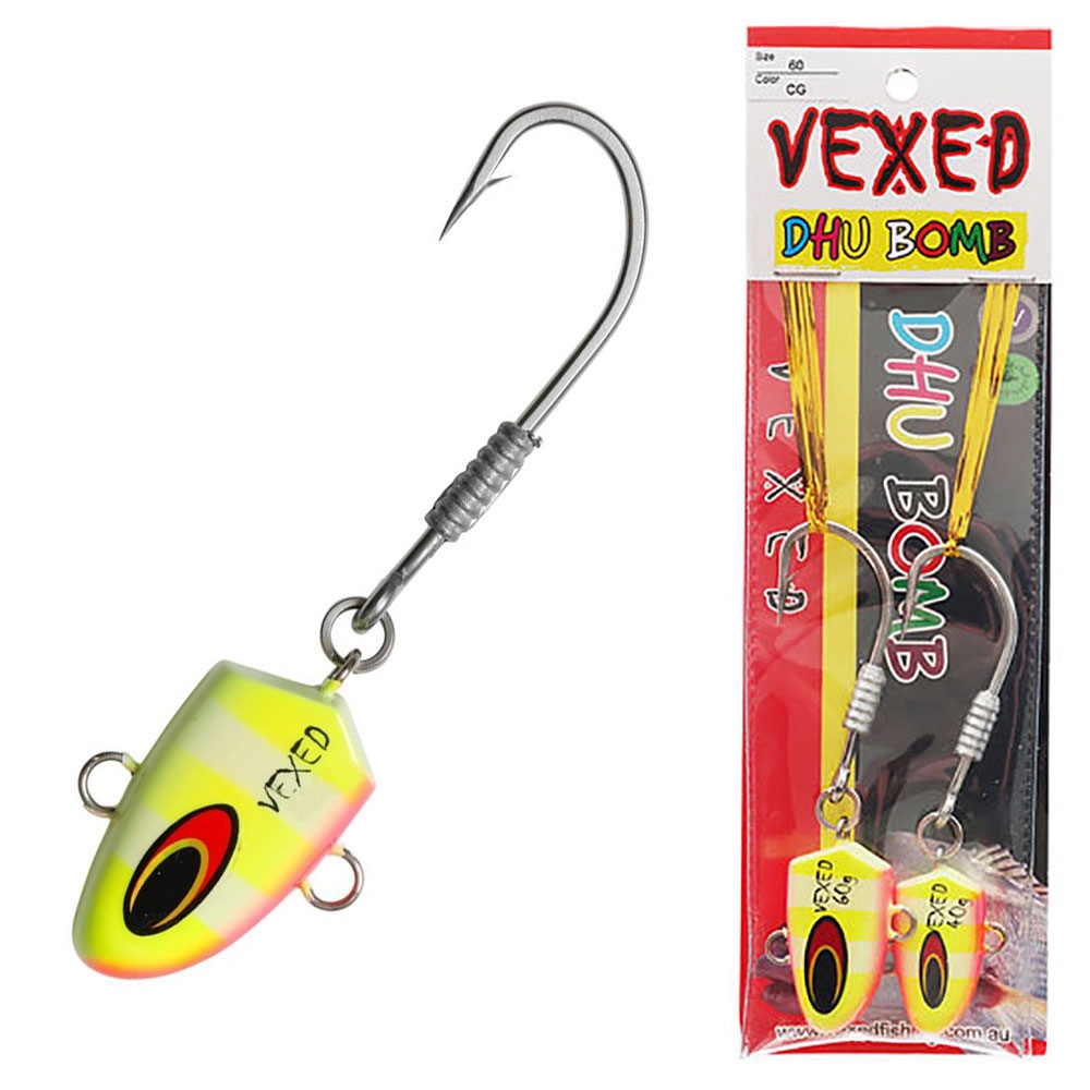 Vexed Dhu Bomb Jig Head Chartreuse Glow 60g Qty 2