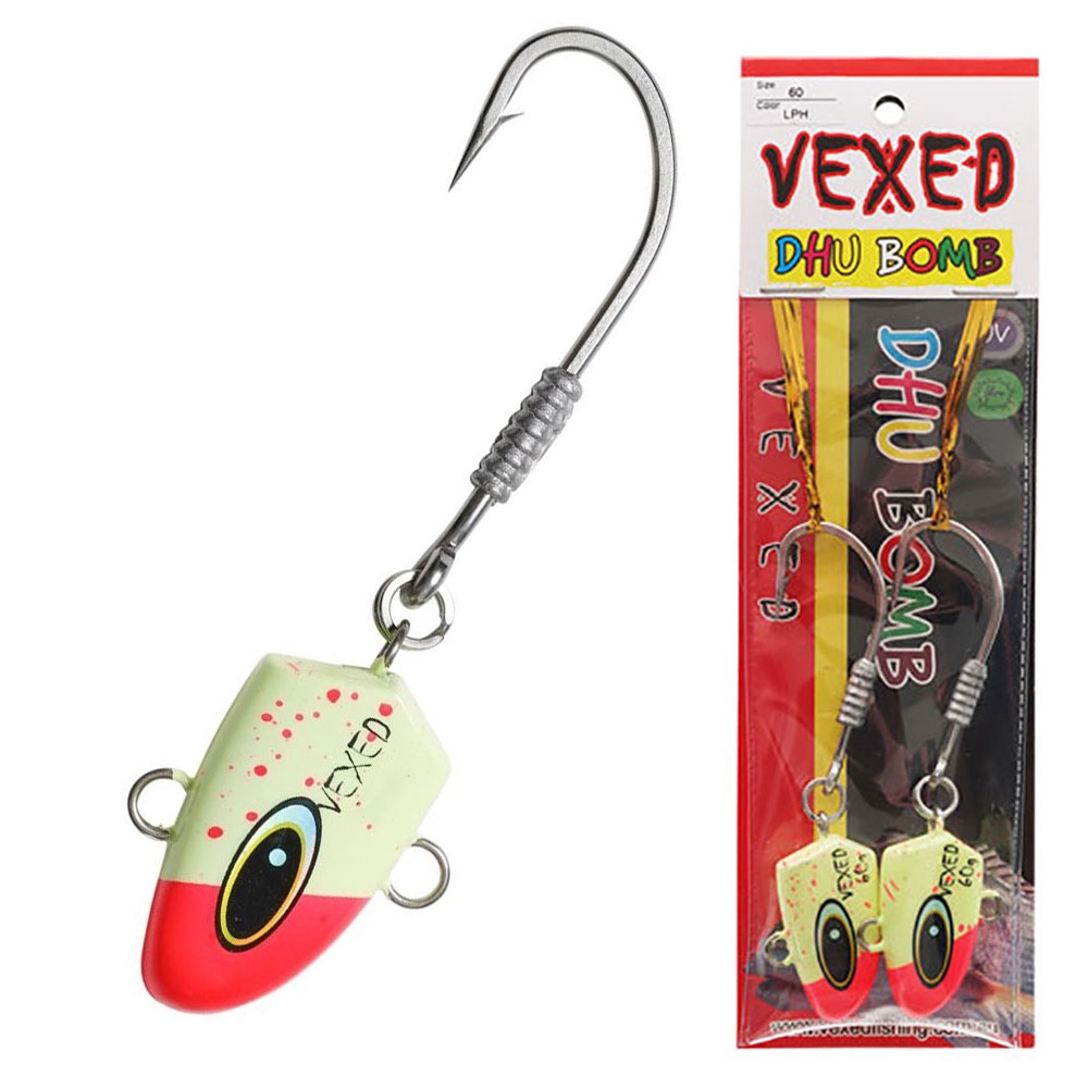 Vexed Dhu Bomb Jig Head Lumo Pinkhead 60g Qty 2