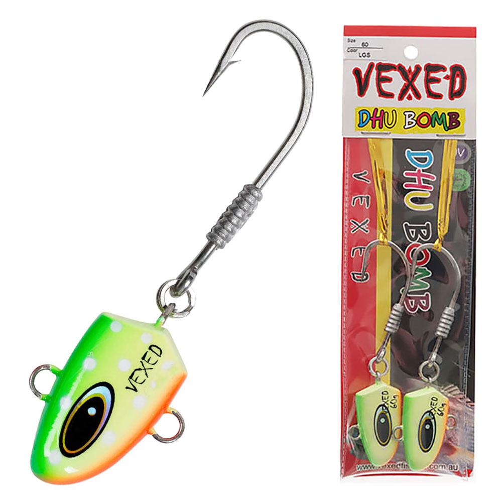 Vexed Dhu Bomb Jig Head Lumo Glow Spot 60g Qty 2