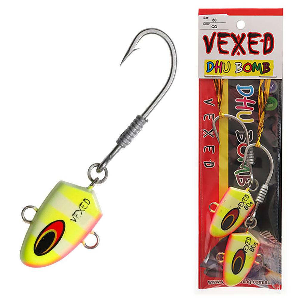 Vexed Dhu Bomb Jig Head Chartreuse Glow 80g Qty 2