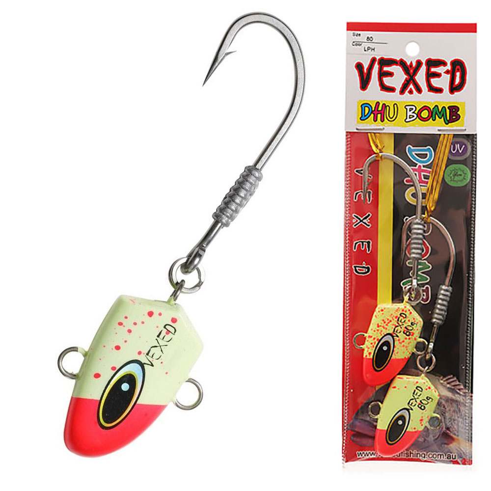 Vexed Dhu Bomb Jig Head Lumo Pinkhead 80g Qty 2