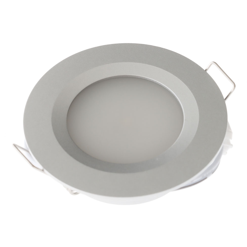 LED Downlight with Push Button Diffuser 11-16VDC 2W Silver