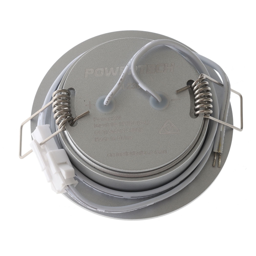 LED Downlight with Push Button Diffuser 11-16VDC 2W Silver