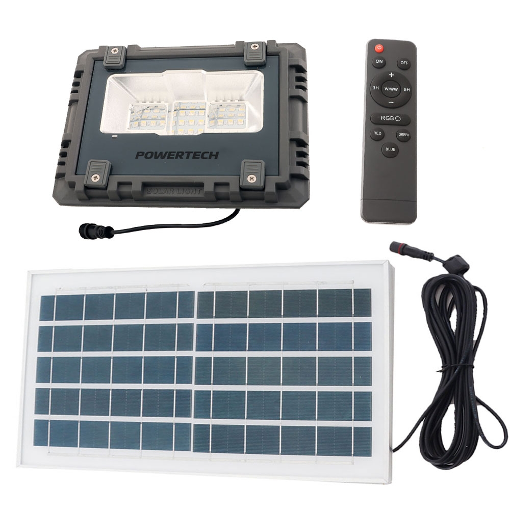 Powertech Solar Rechargeable RGB LED Flood Light 60W