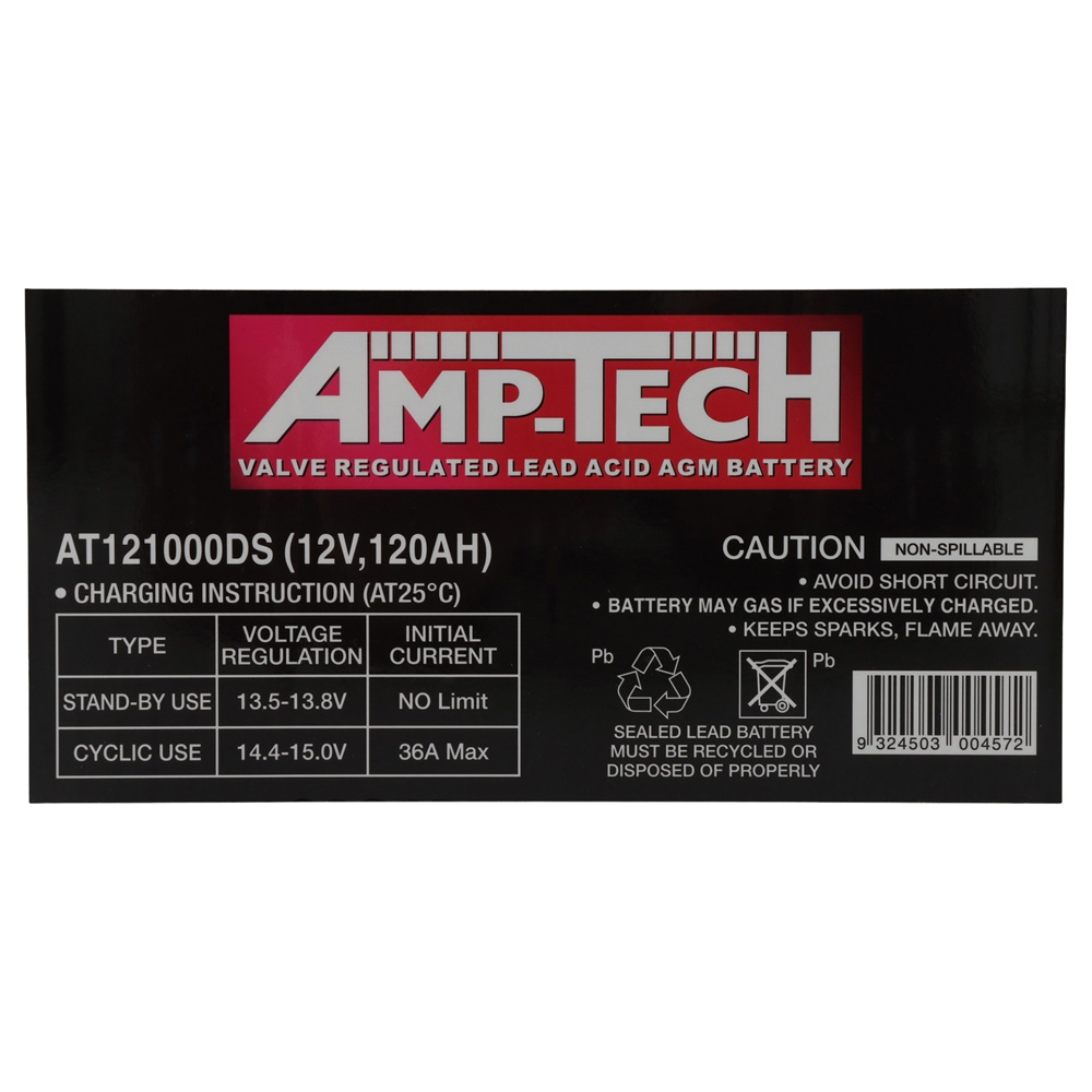 AMP-Tech AT121000DS AGM Deep Cycle Battery 12V 120Ah