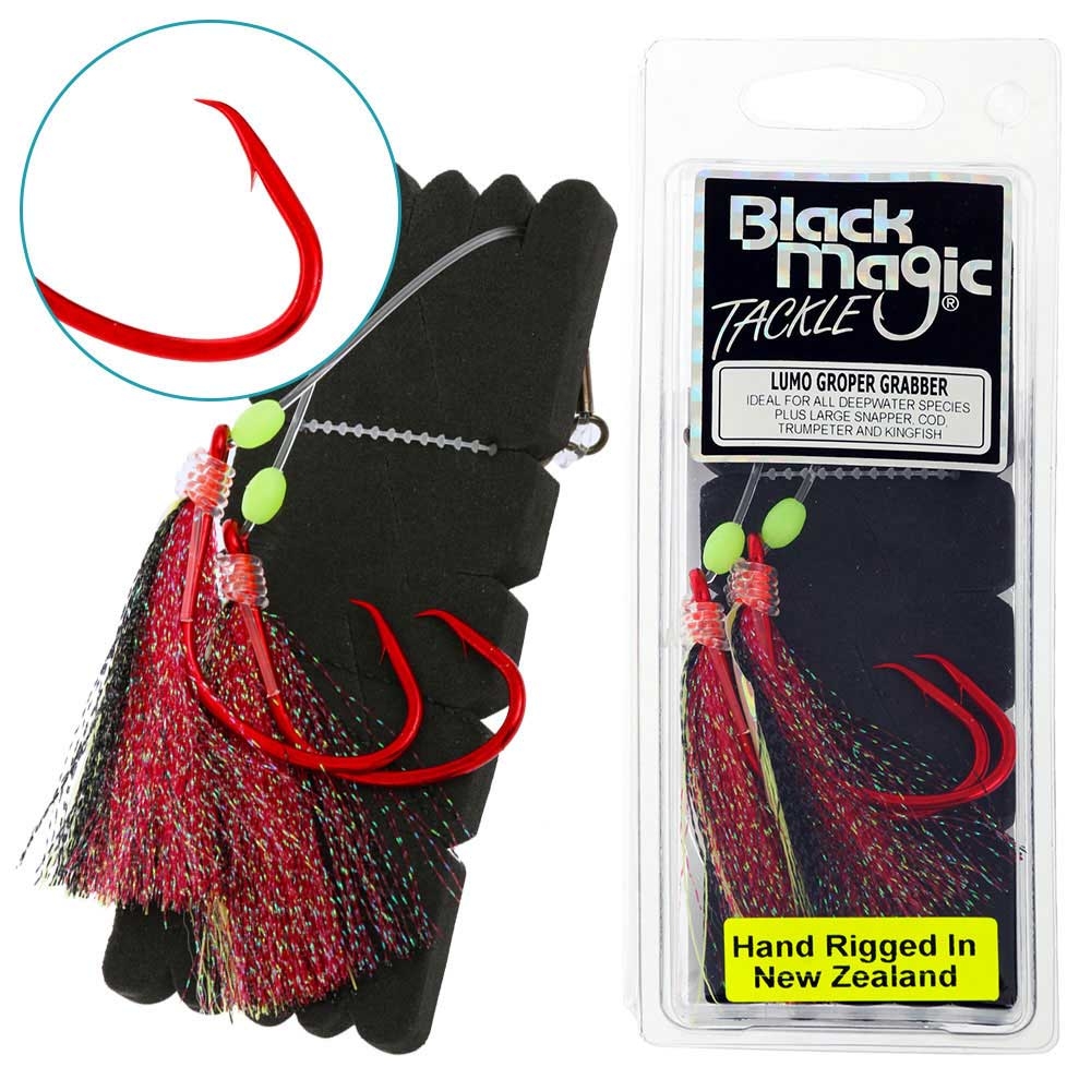 Black Magic Groper Grabber Flasher Rig 8/0 Red