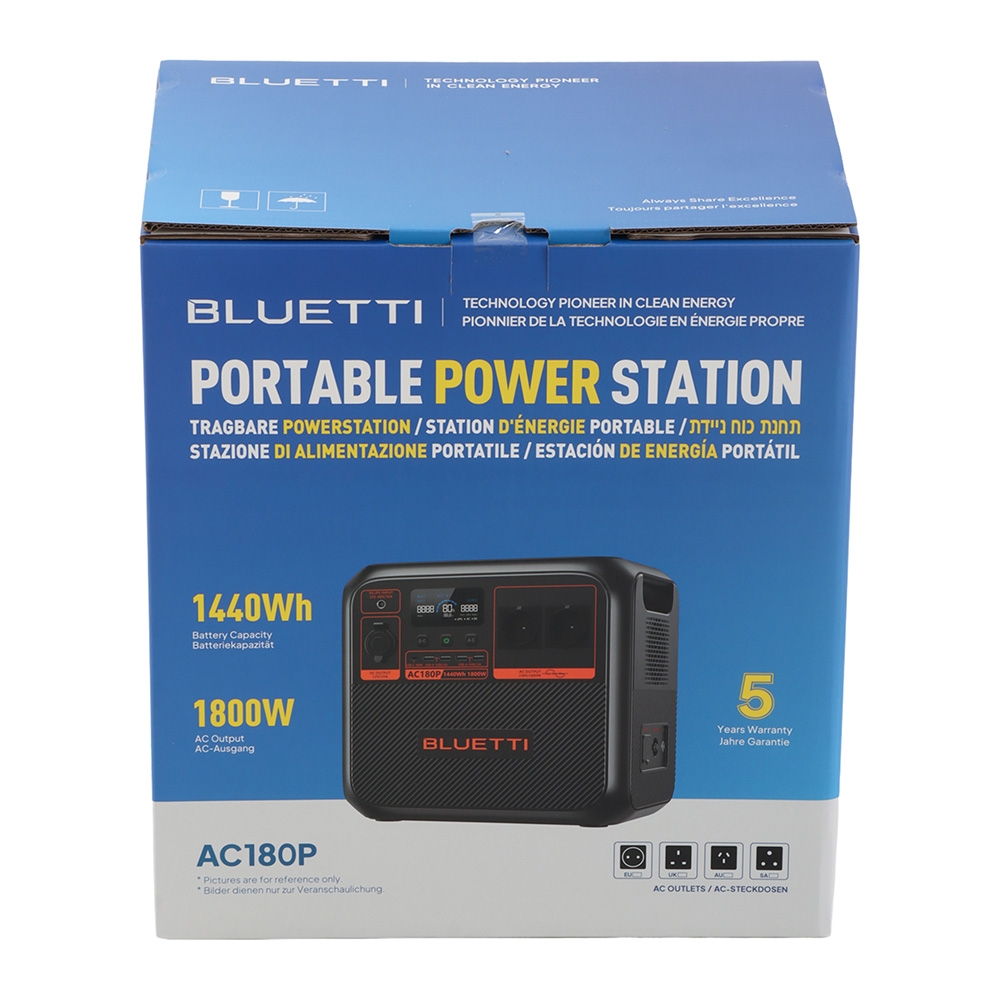 BLUETTI AC180P Portable Solar Power Station 1800W Inverter 1440Wh LiFePO4