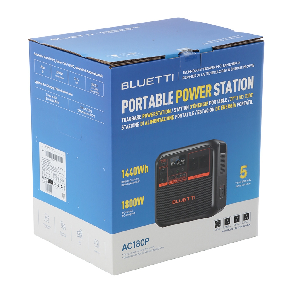 BLUETTI AC180P Portable Solar Power Station 1800W Inverter 1440Wh LiFePO4