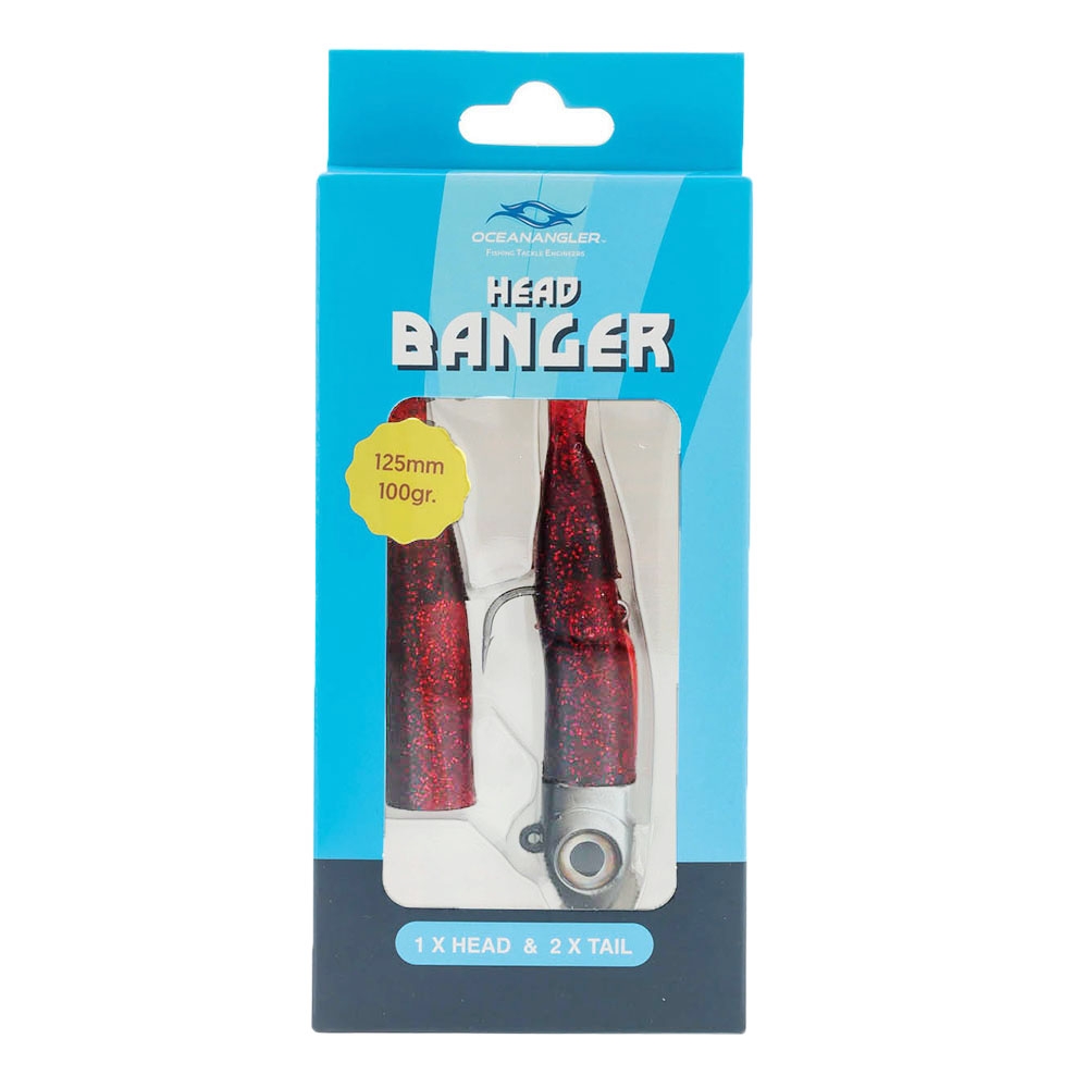 Ocean Angler Head Banger Deepwater Soft Bait Lure 125mm 100g Red