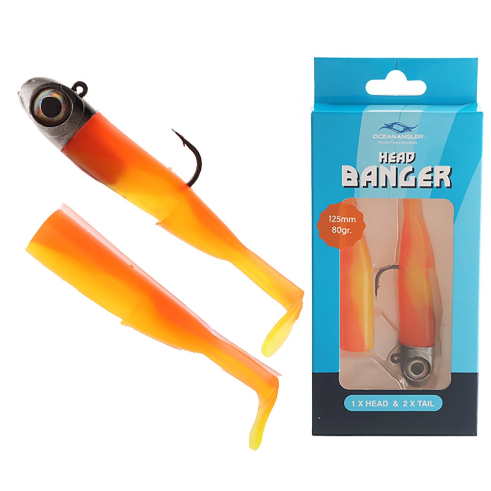 Ocean Angler Head Banger Deepwater Soft Bait Lure 125mm 80g Orange