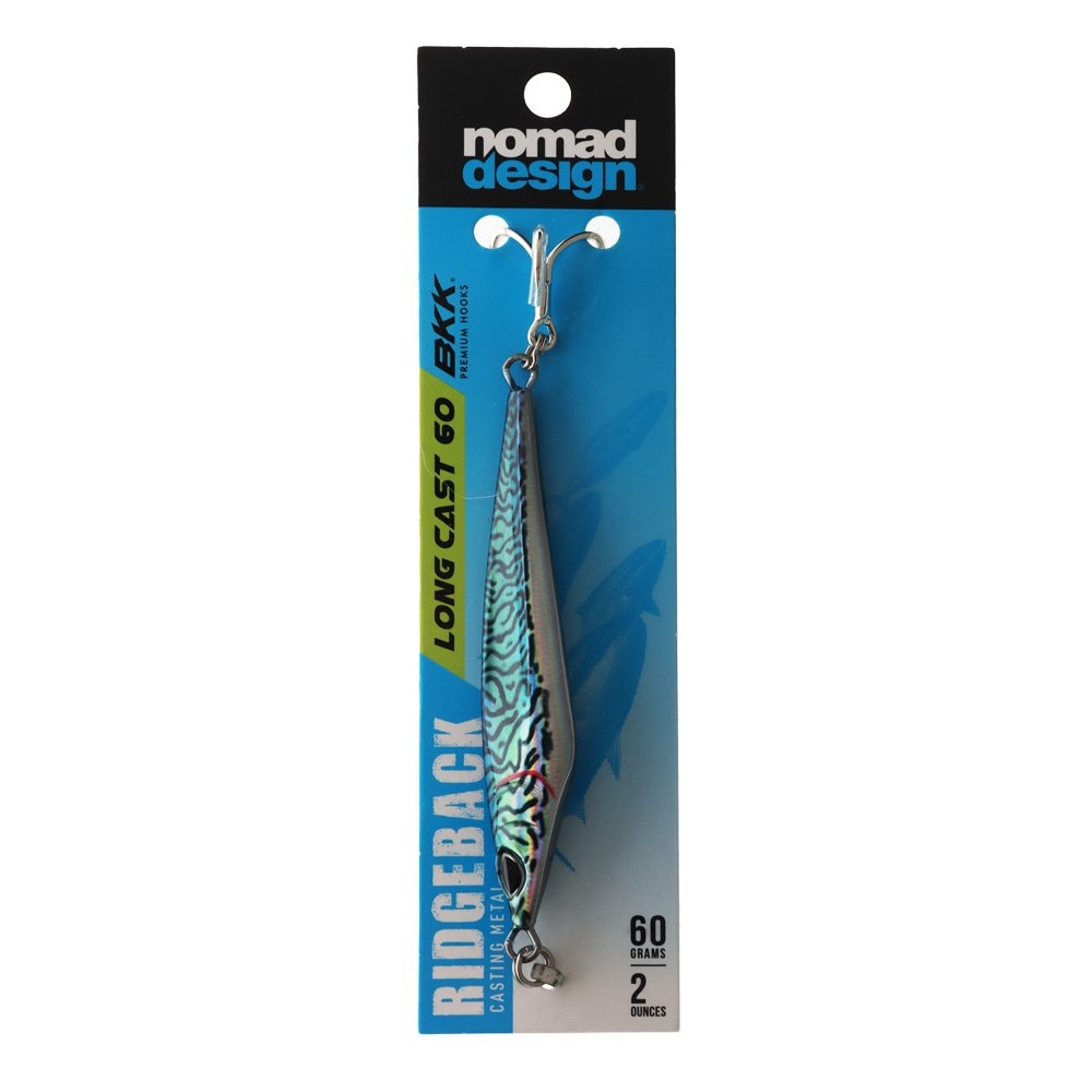 Nomad Design Ridgeback Long Cast Spinning Lure 60g Silver Green Mackerel