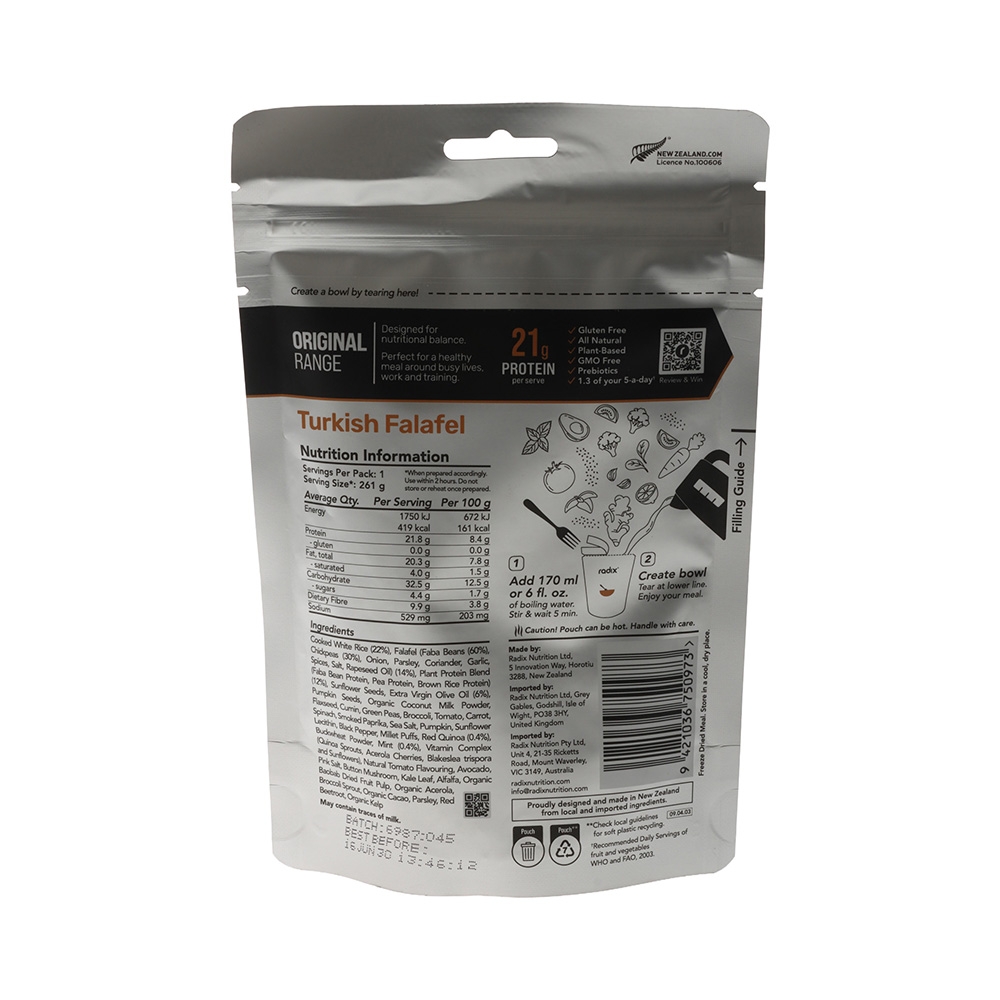 Radix Original Plant-Based Meal V9 Turkish Falafel 400kcal 91g