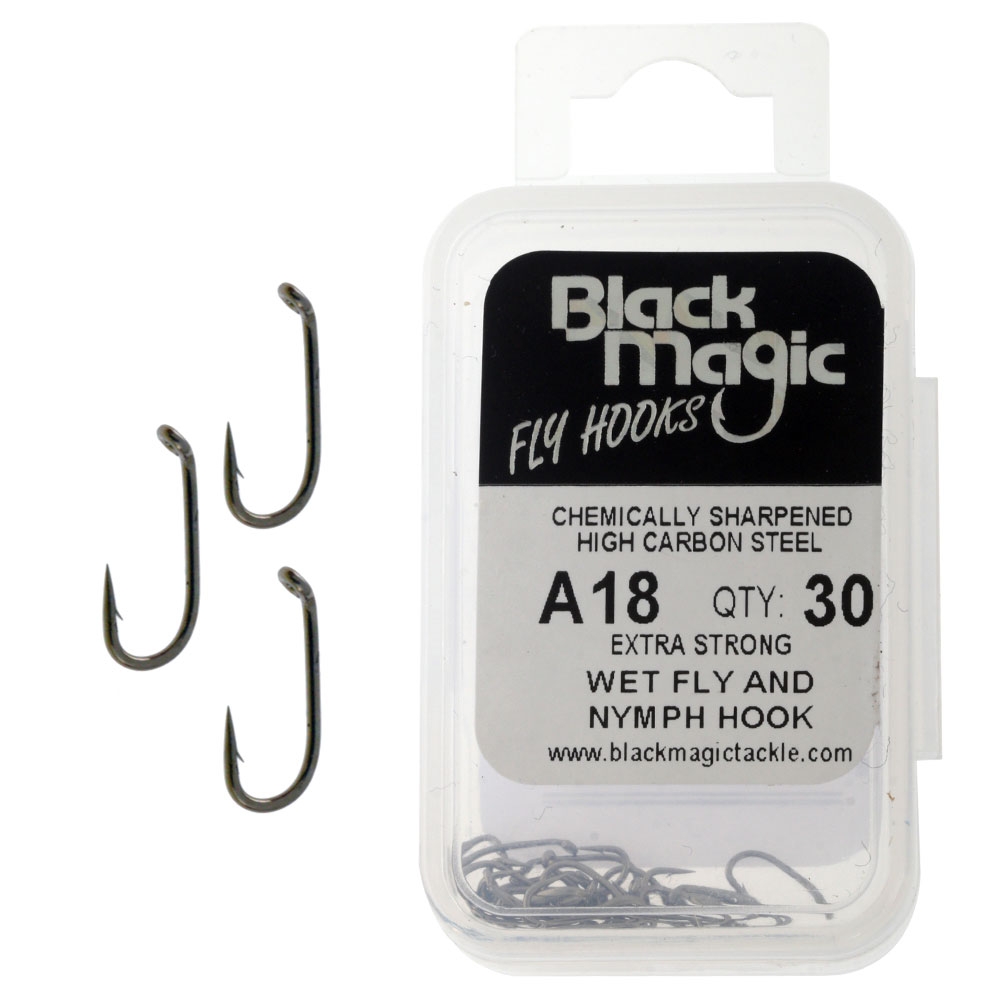 Black Magic Series A Fly Hooks Size 18 Qty 30