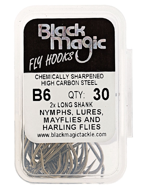 Black Magic Series B 2X Long Shank Fly Hooks Qty 30 Size 6