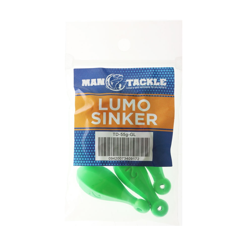 ManTackle Tear Drop Reef Sinkers Green Lumo 2oz Qty 5