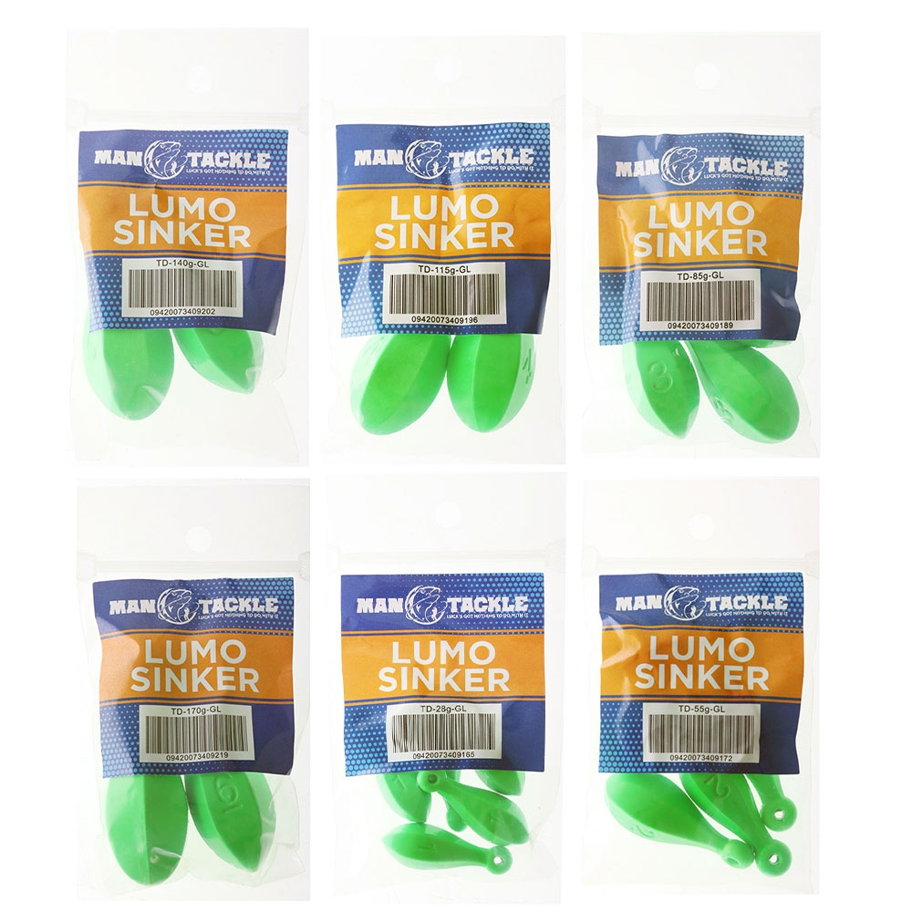 ManTackle Tear Drop Reef Sinkers Green Lumo