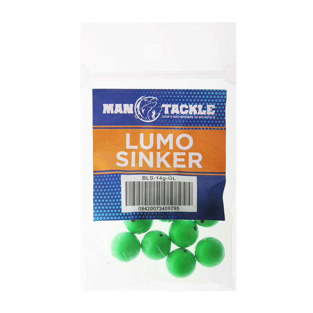 ManTackle Ball Sinkers Green Lumo 1/2oz Qty 8
