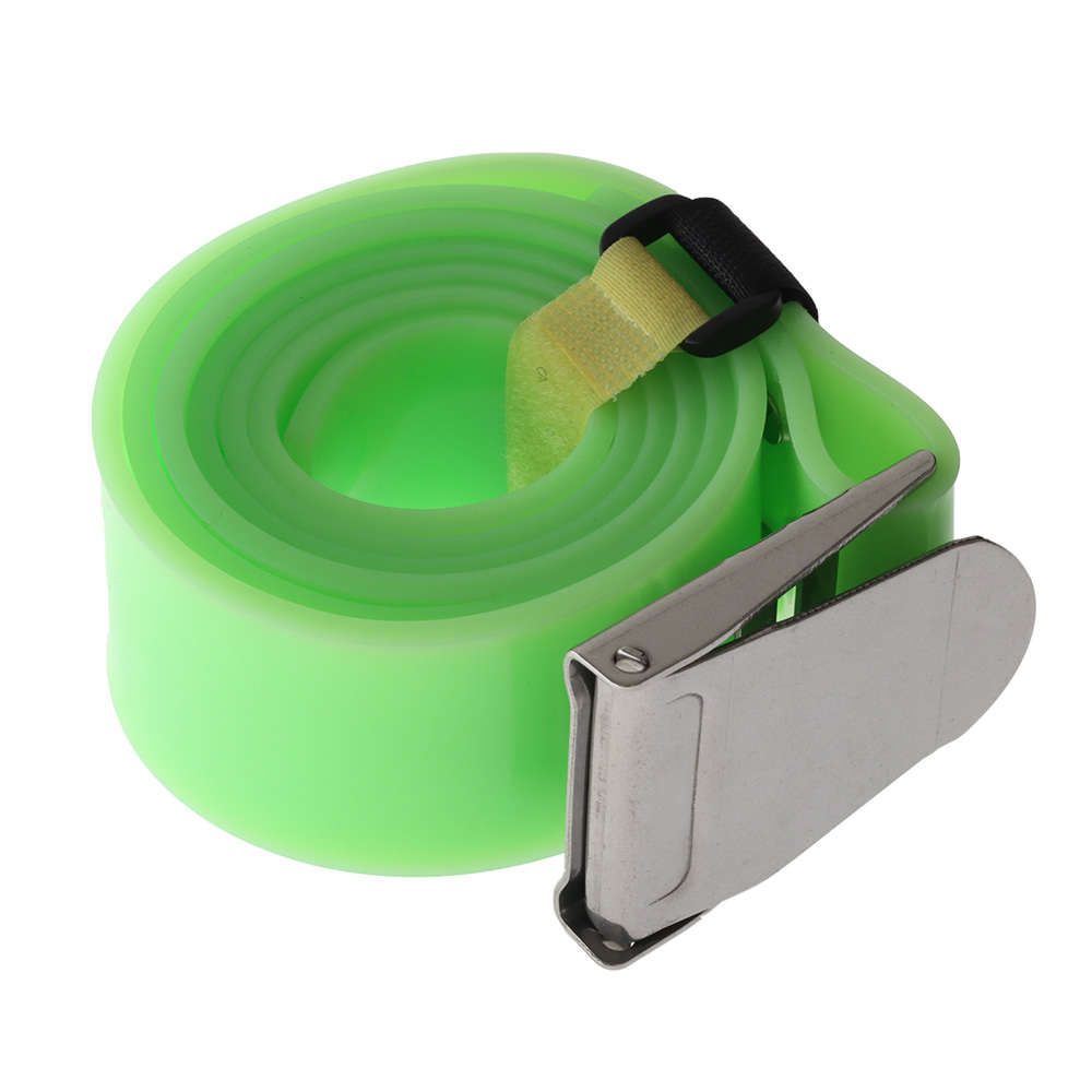 Silicone Dive Weight Belt with Stainless Steel Buckle 1.4m Green Lumo