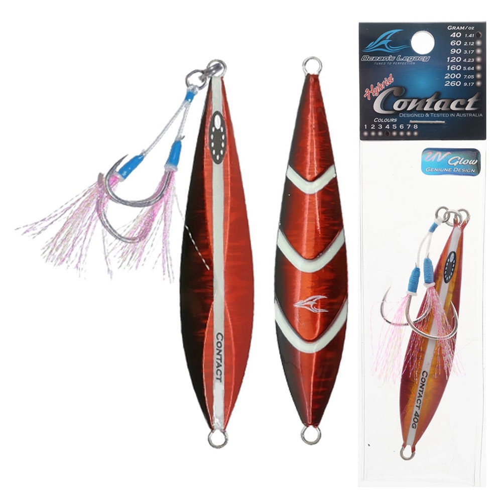 Ocean's Legacy Hybrid Contact Rigged Slow/High Pitch Jig 40g Orange