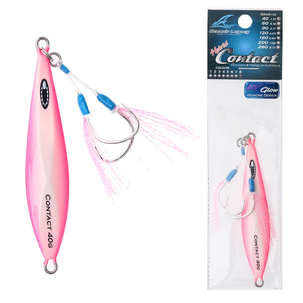 Ocean's Legacy Hybrid Contact Rigged Slow/High Pitch Jig 40g Pink Glow