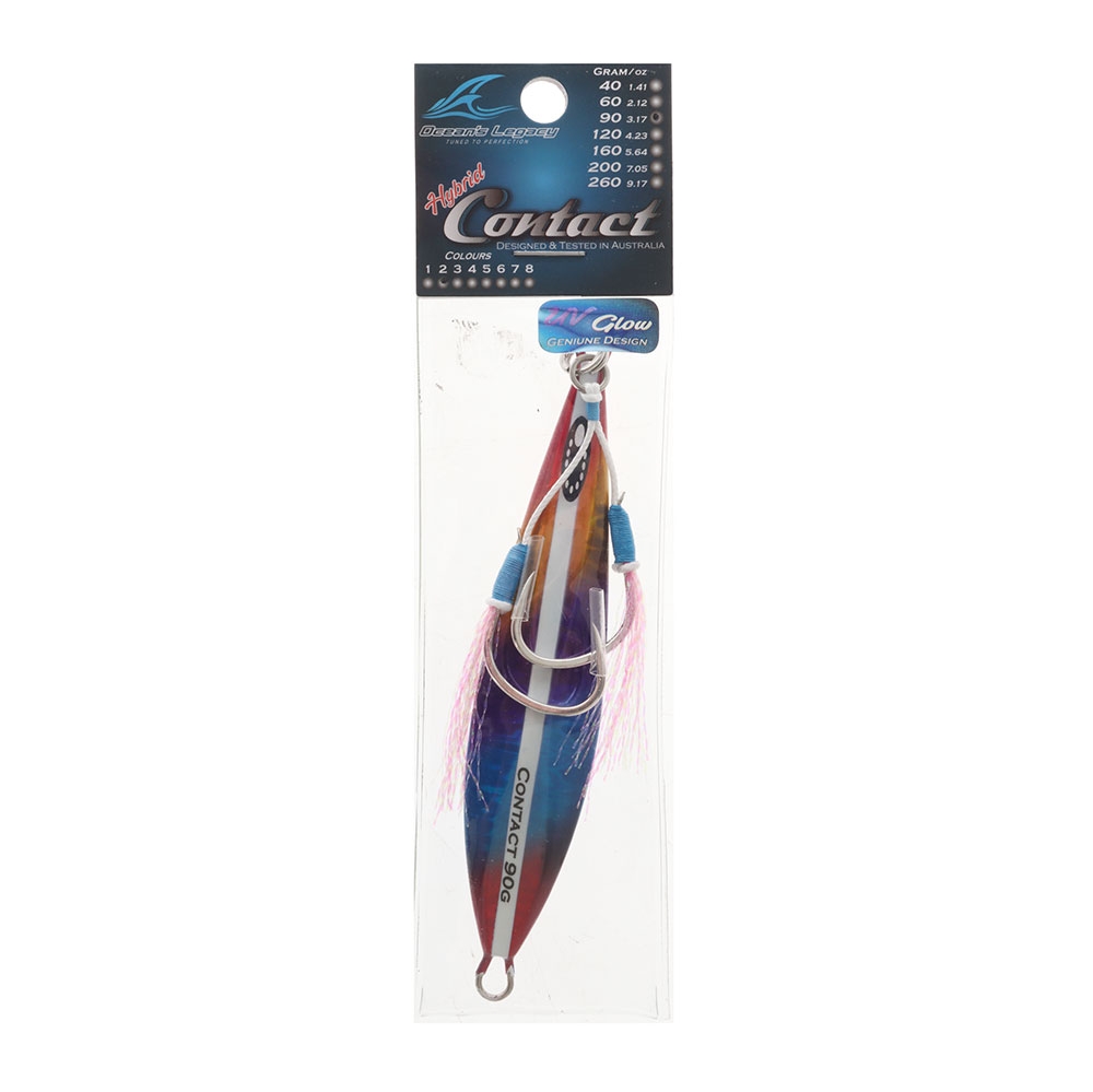 Ocean's Legacy Hybrid Contact Rigged Slow/High Pitch Jig 90g Rainbow