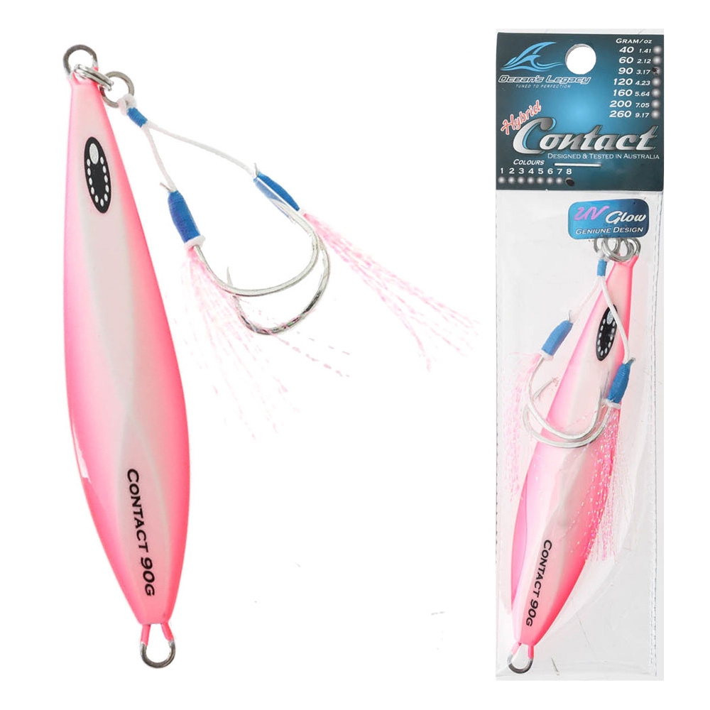 Ocean's Legacy Hybrid Contact Rigged Slow/High Pitch Jig 90g Pink Glow