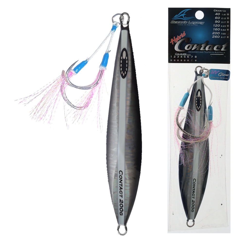 Ocean's Legacy Hybrid Contact Rigged Slow/High Pitch Jig 200g Black Silver