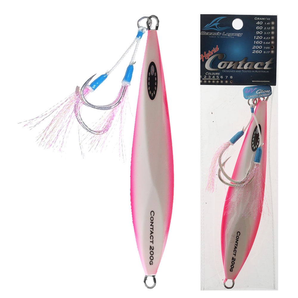 Ocean's Legacy Hybrid Contact Rigged Slow/High Pitch Jig 200g Pink Glow