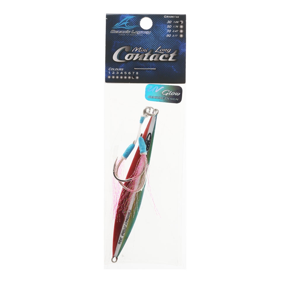 Ocean's Legacy Mini Long Contact Rigged Jig 30g Aqua Rainbow