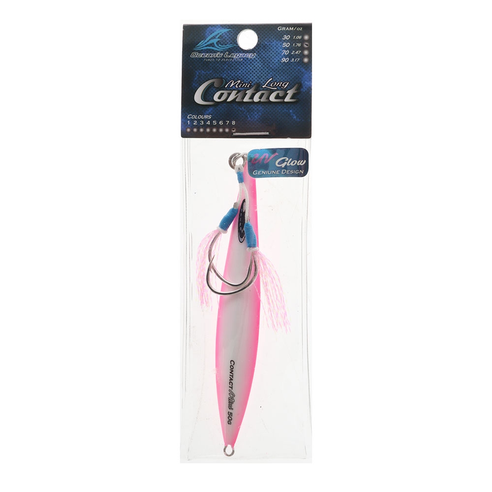 Ocean's Legacy Mini Long Contact Rigged Jig 50g Pink Glow
