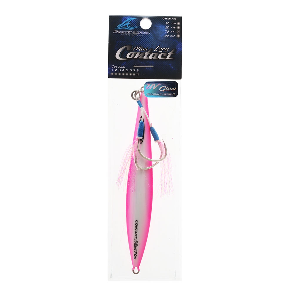Ocean's Legacy Mini Long Contact Rigged Jig 70g Pink Glow