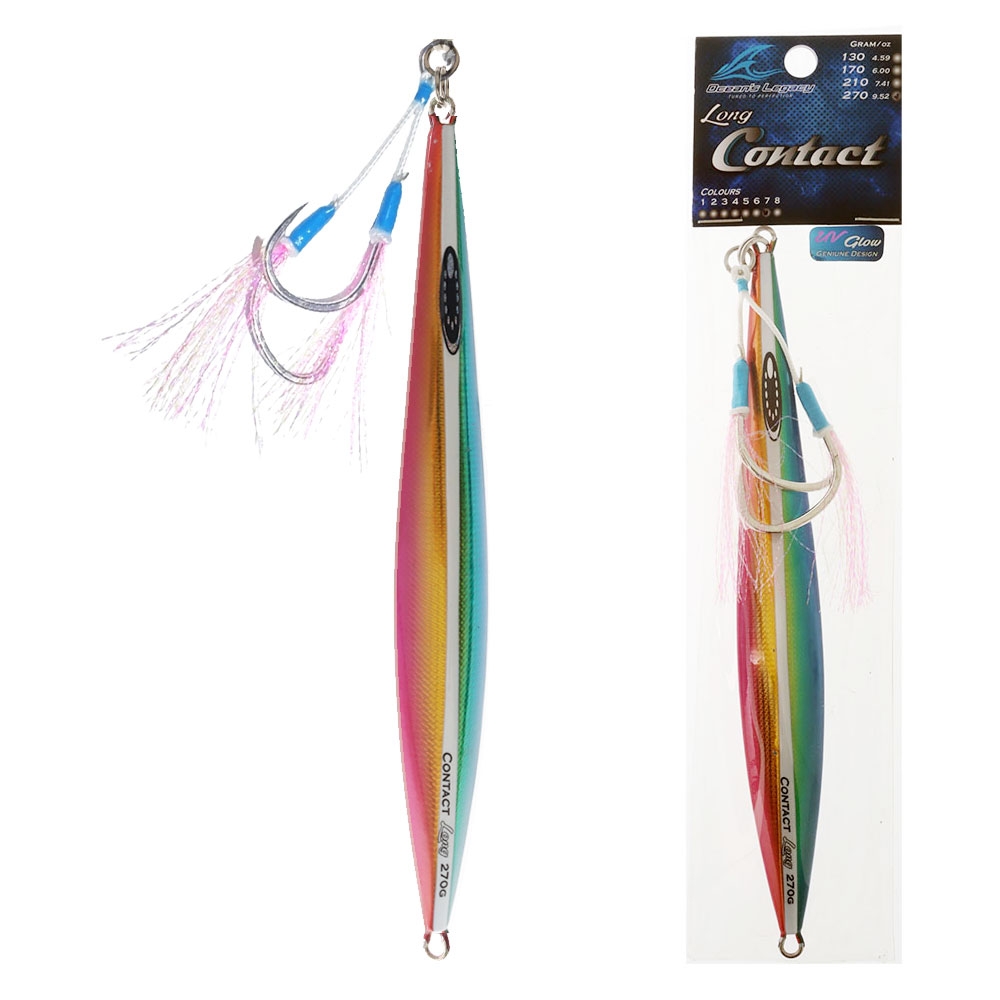 Ocean's Legacy Long Contact Rigged Jig 270g Aqua Rainbow