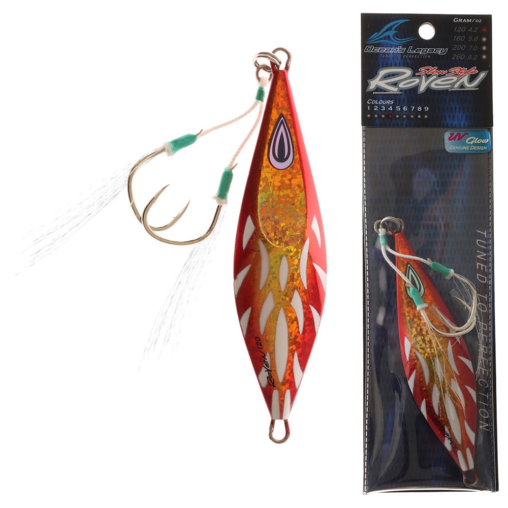 Ocean's Legacy Roven Slow Pitch Jig 120g Rigged Burnt Orange