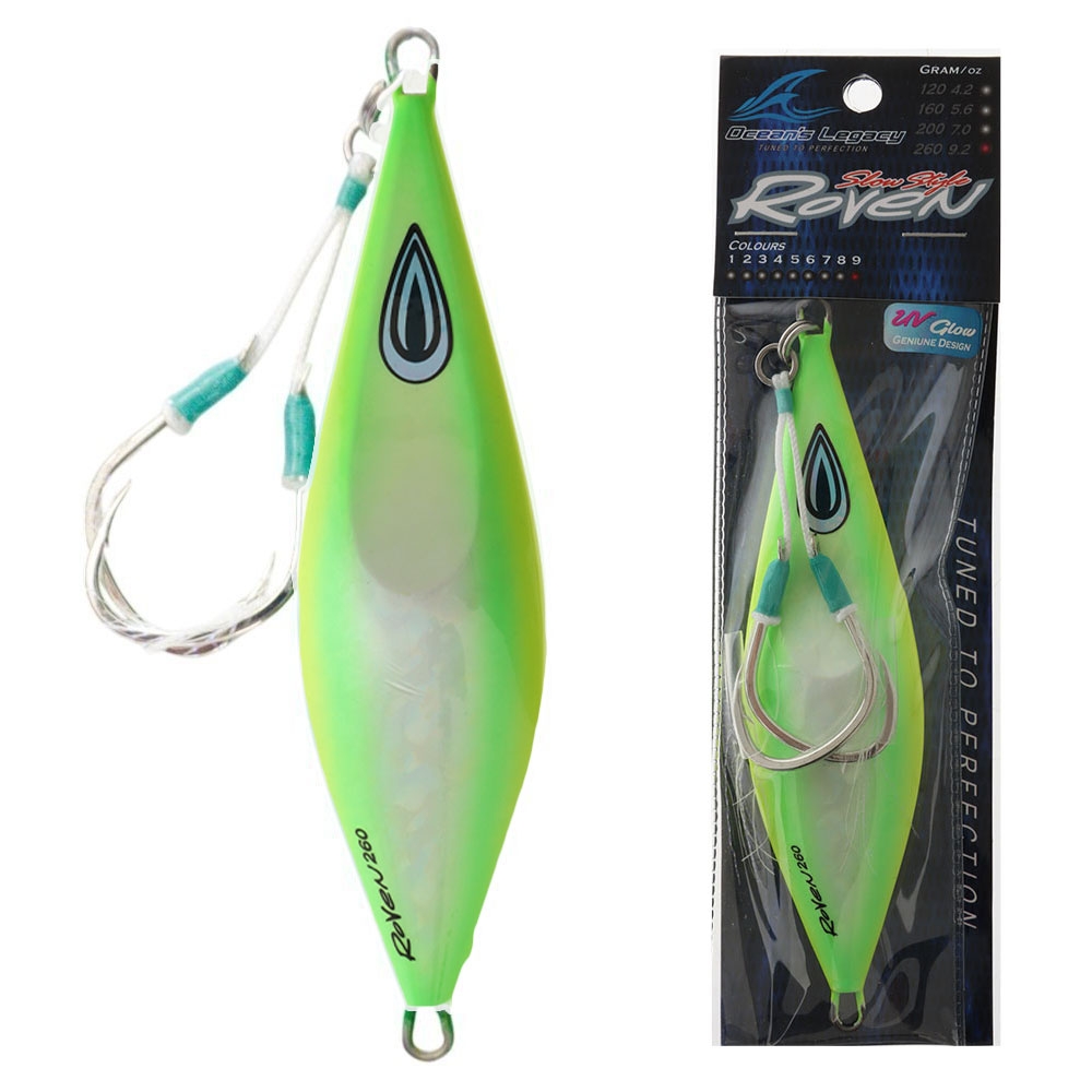Ocean's Legacy Roven Slow Pitch Jig 260g Rigged Green Gold