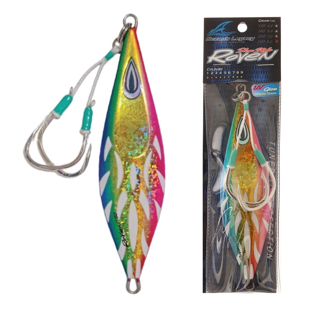Ocean's Legacy Roven Slow Pitch Jig 260g Rigged Aqua Rainbow