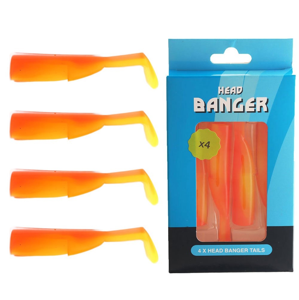 Ocean Angler Head Banger Soft Bait Tail 12.5cm Qty 4 Orange