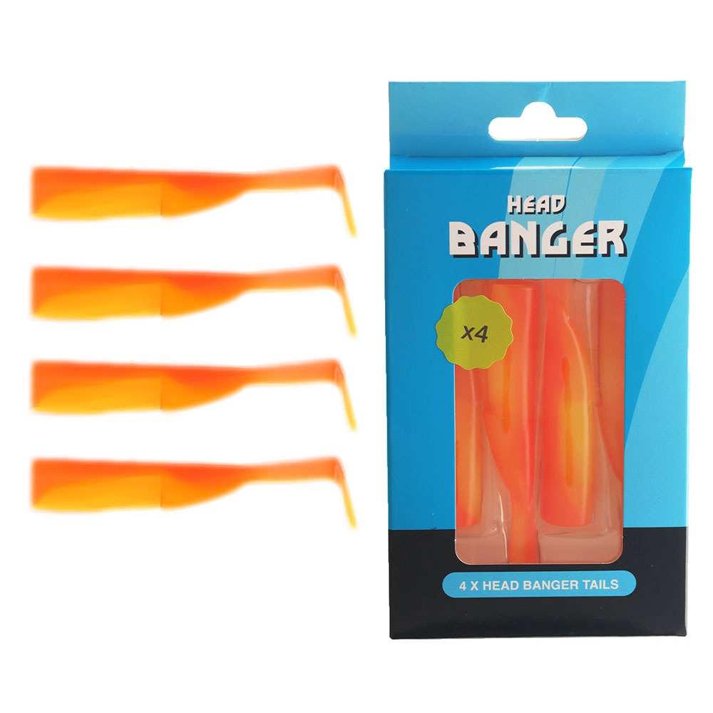Ocean Angler Head Banger Soft Bait Tail 12.5cm Qty 4 Orange