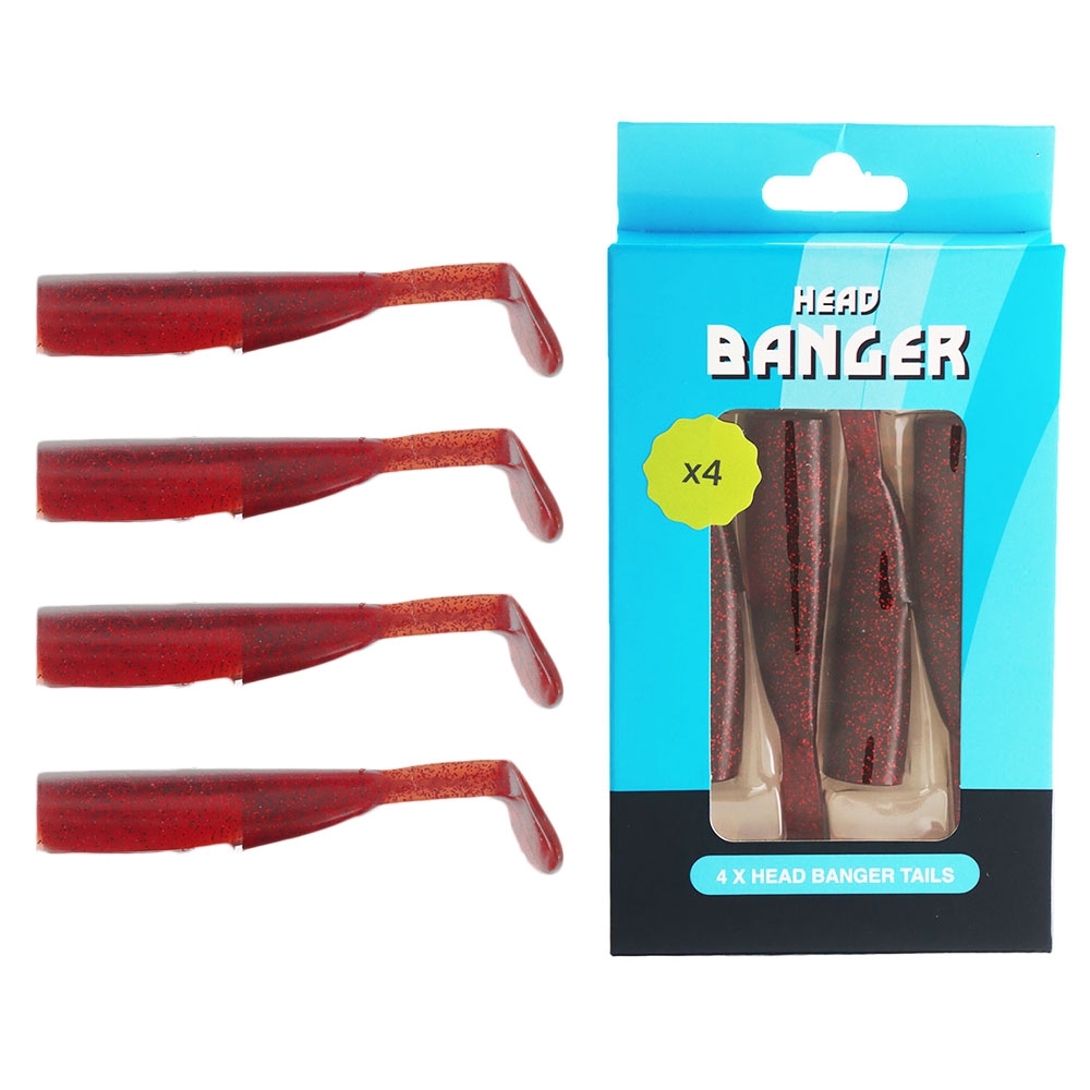 Ocean Angler Head Banger Soft Bait Tail 12.5cm Qty 4 Red