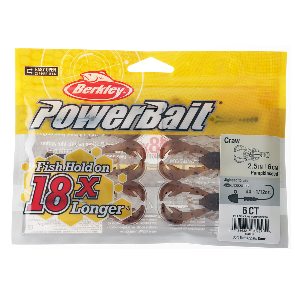 Berkley PowerBait Craw Soft Bait 2.5in Pumpkinseed