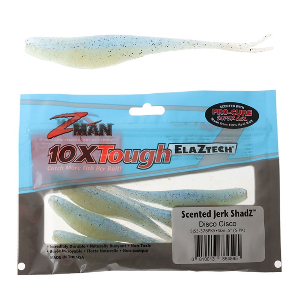 Z-Man Jerk ShadZ Scented Soft Bait 5in / 12.7cm Qty 5 Disco Cisco