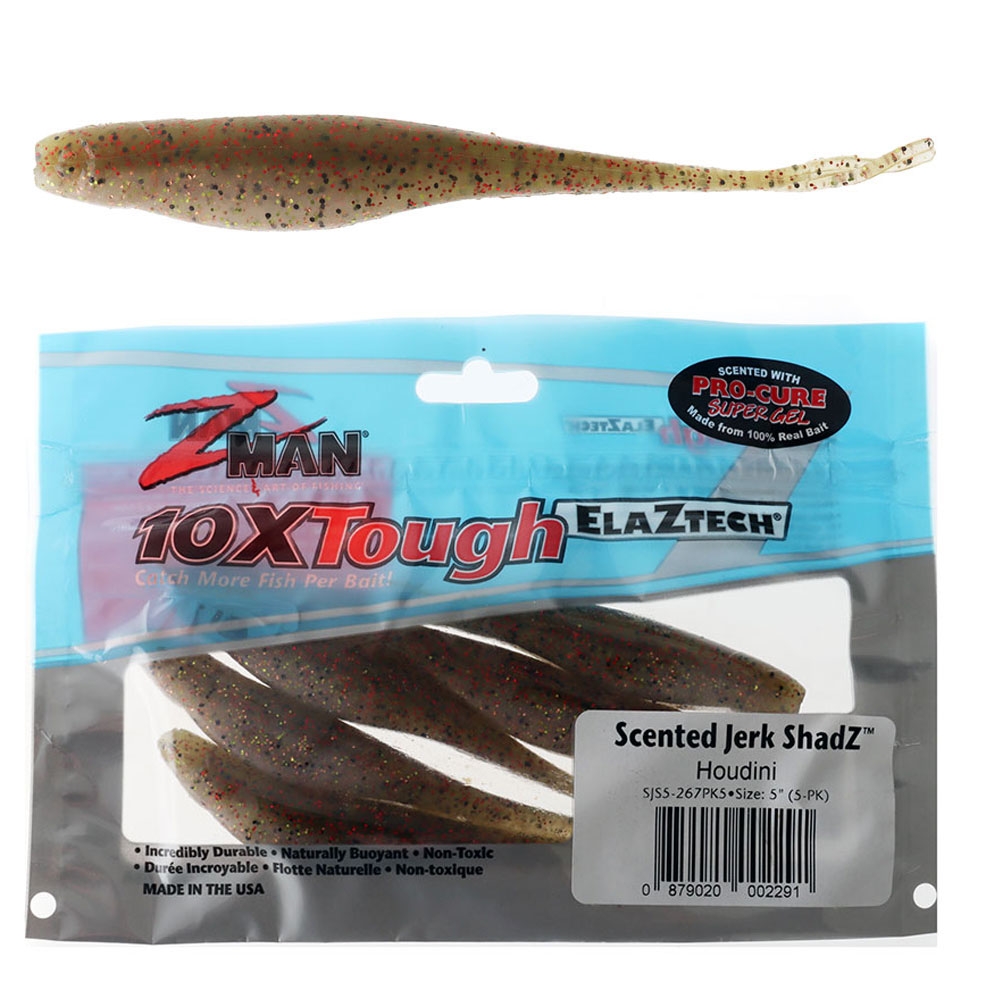 Z-Man Jerk ShadZ Scented Soft Bait 5in / 12.7cm Qty 5 Houdini