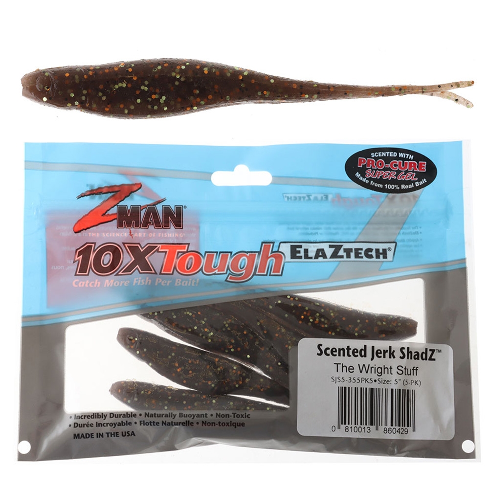 Z-Man Jerk ShadZ Scented Soft Bait 5in / 12.7cm Qty 5 The Wright Stuff