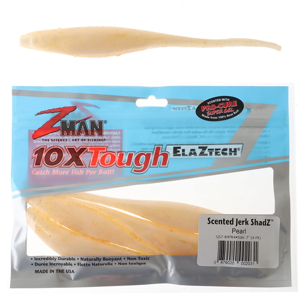 Z-Man Jerk ShadZ Scented Soft Bait 17cm Qty 4 Pearl