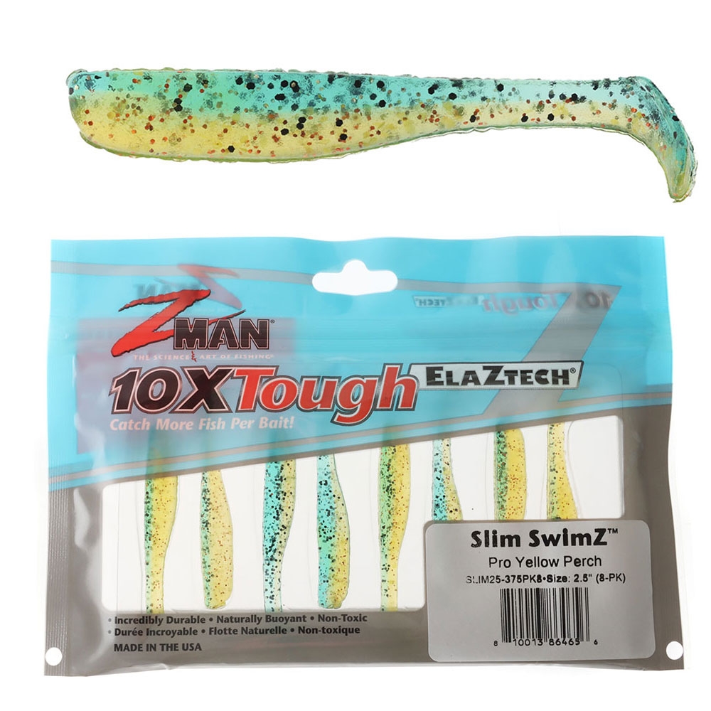 Z-Man Slim SwimZ Micro Soft Bait 6.35cm Qty 8 Pro Yellow Perch