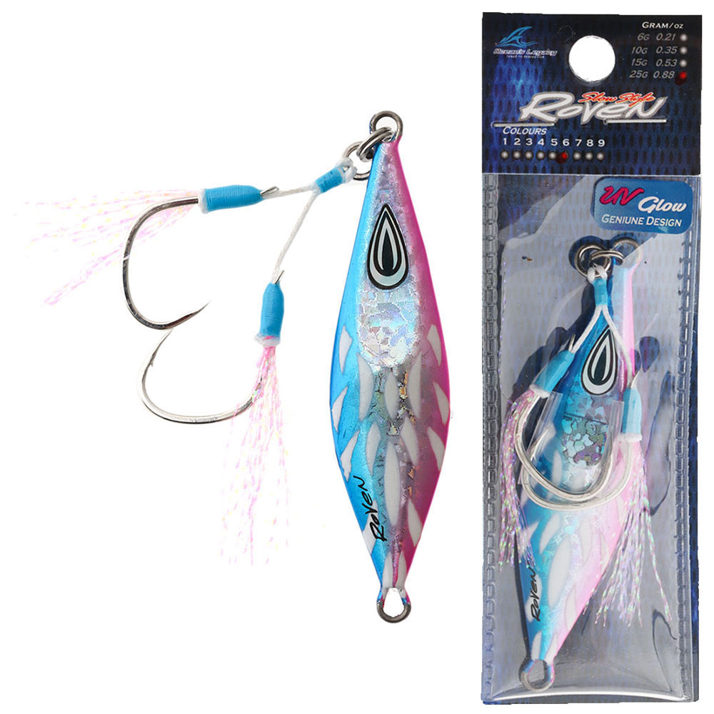 Ocean's Legacy Roven Micro Jig 15g Rigged Blue Pink Silver