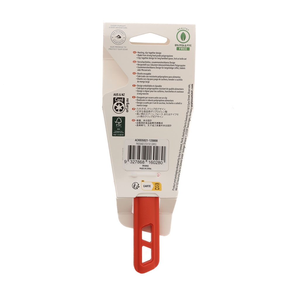 Sea to Summit Passage Cutlery Set 3-Piece Spicy Orange