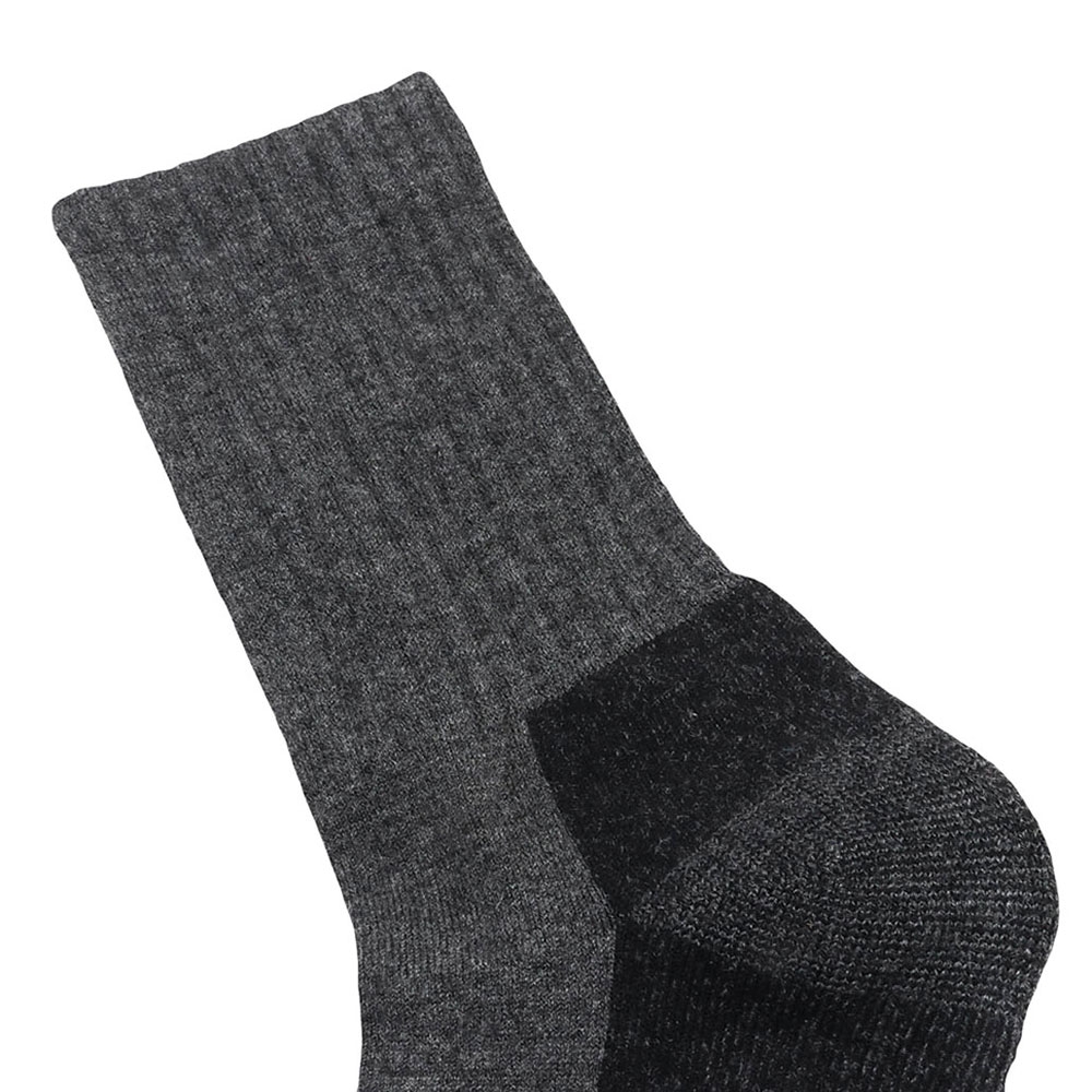 Black Shag Merino Mid Cut Crew Socks Grey/Black US6-US10