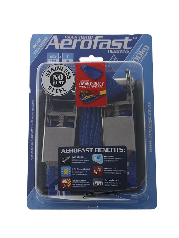 Aerofast Transom Stainless Steel Ratchet Tiedown Straps 500kg Qty 2